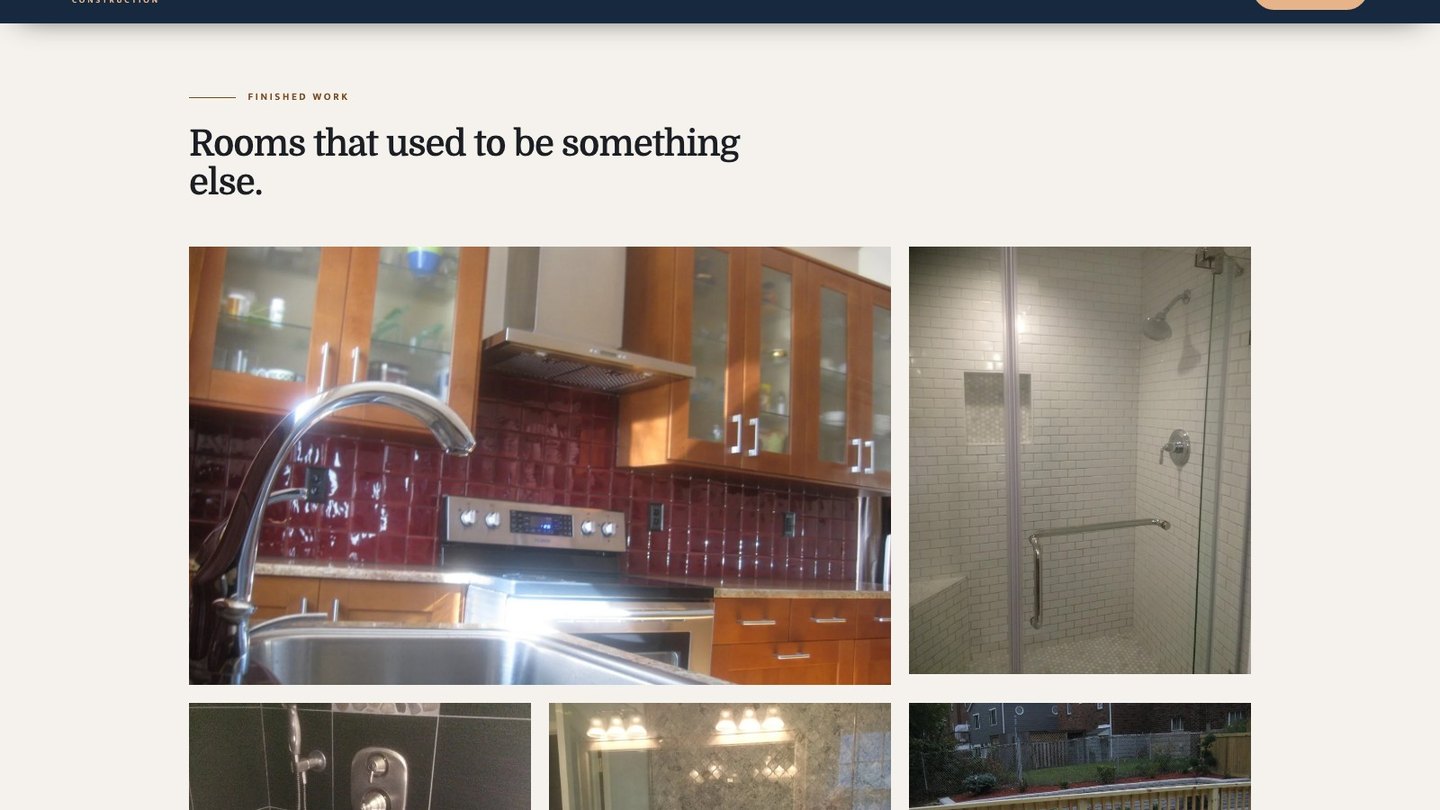 The finished work gallery on the new homepage